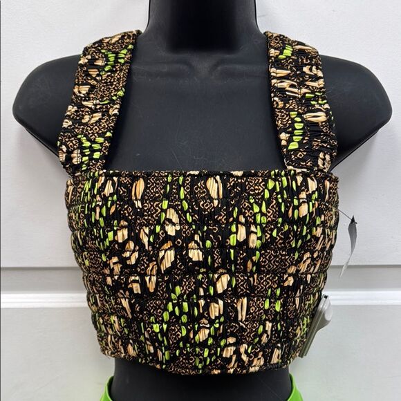 A.L.C. Black and Gold Fitted Crop Tank Top - Picture 1 of 6